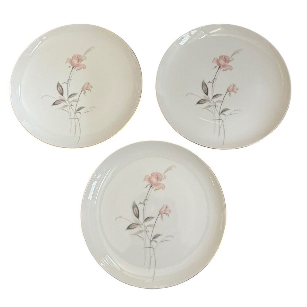 Wentworth Desire Pattern 8906‎ Dinner Plates (3) Fine China Floral Rose Japan